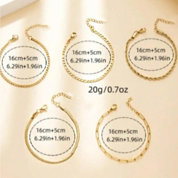 18K Gold Plated Chain Rope Bracelet Set - Picture 4 of 4